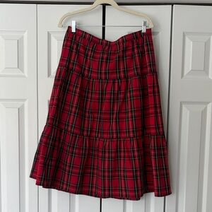 J. Crew Red Tartan A-Line Skirt Size M